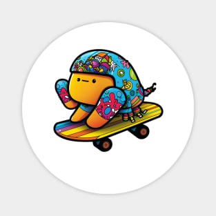 Kawaii Hermit Crab Skateboard Cartoon Art Print Magnet